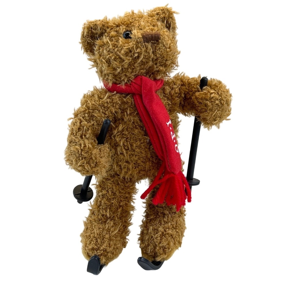 O.P.I Promotional Teddy Bear Skiing Ski Poles Plush Stuffed Animal Toy